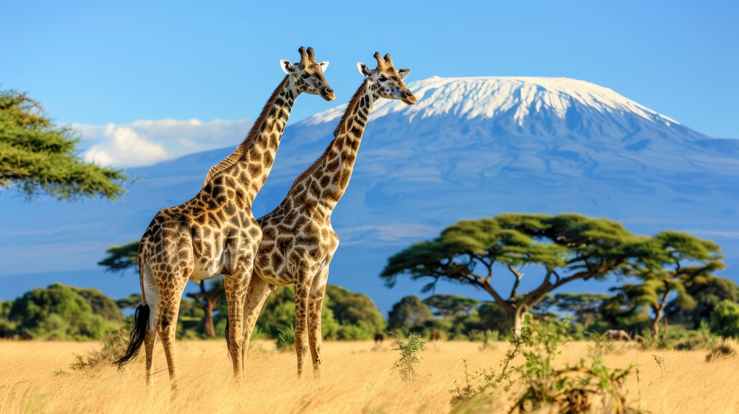 Sweeping aerial view of the African savannah at golden hour